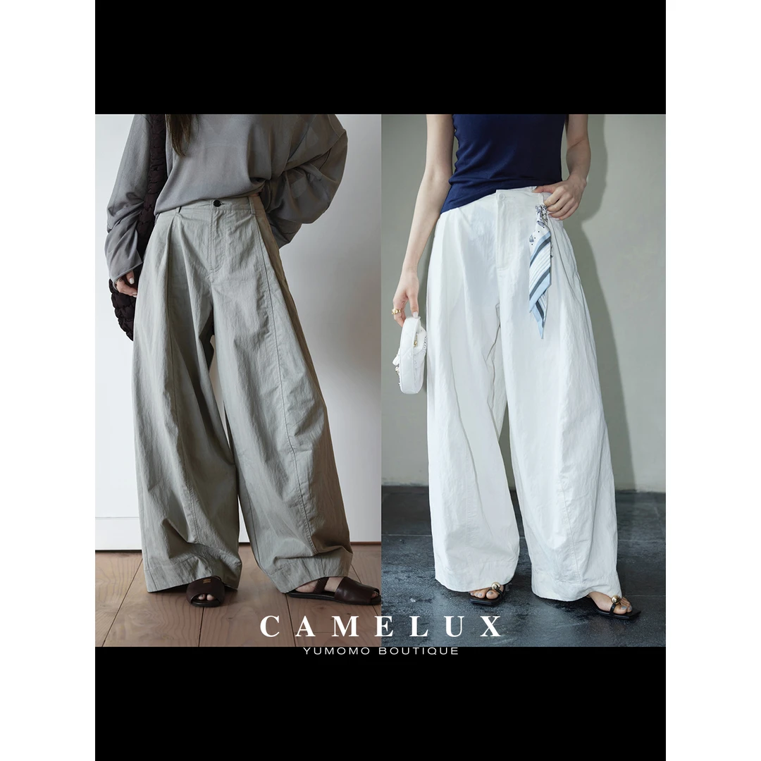 廓系纸袋裤 牛仔工艺  慵懒立体显瘦休闲九分裤阔腿裤 QKA2027