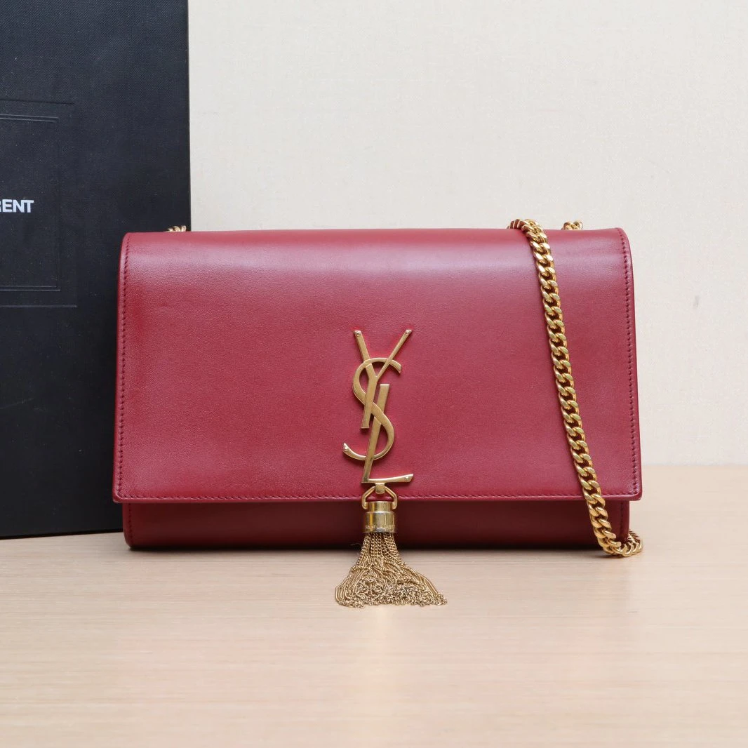 95新 YSL/圣罗兰 KATE 单肩包 红色 皮革C P225275428