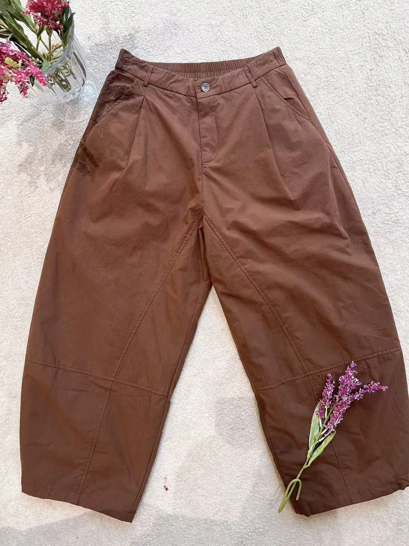 [68岁小姐姐]韩式经典慵懒风百搭纯棉加厚弯刀休闲裤D26TA 6026