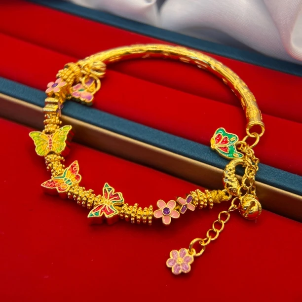 足银珐琅手链 3店 珐琅蝴蝶半镯手链