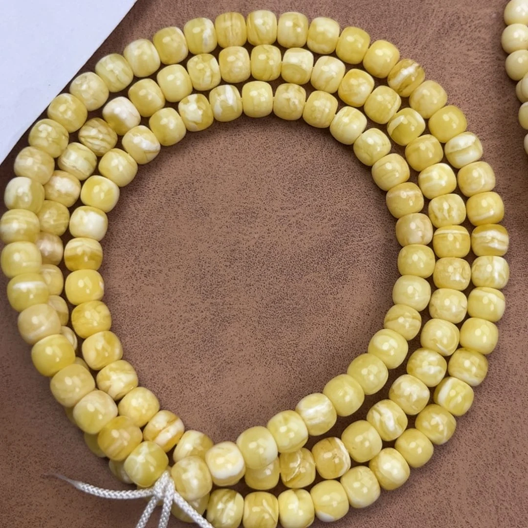 琥珀未镶嵌颈饰纯天然俄料瓷白花虎皮7.8*6.8