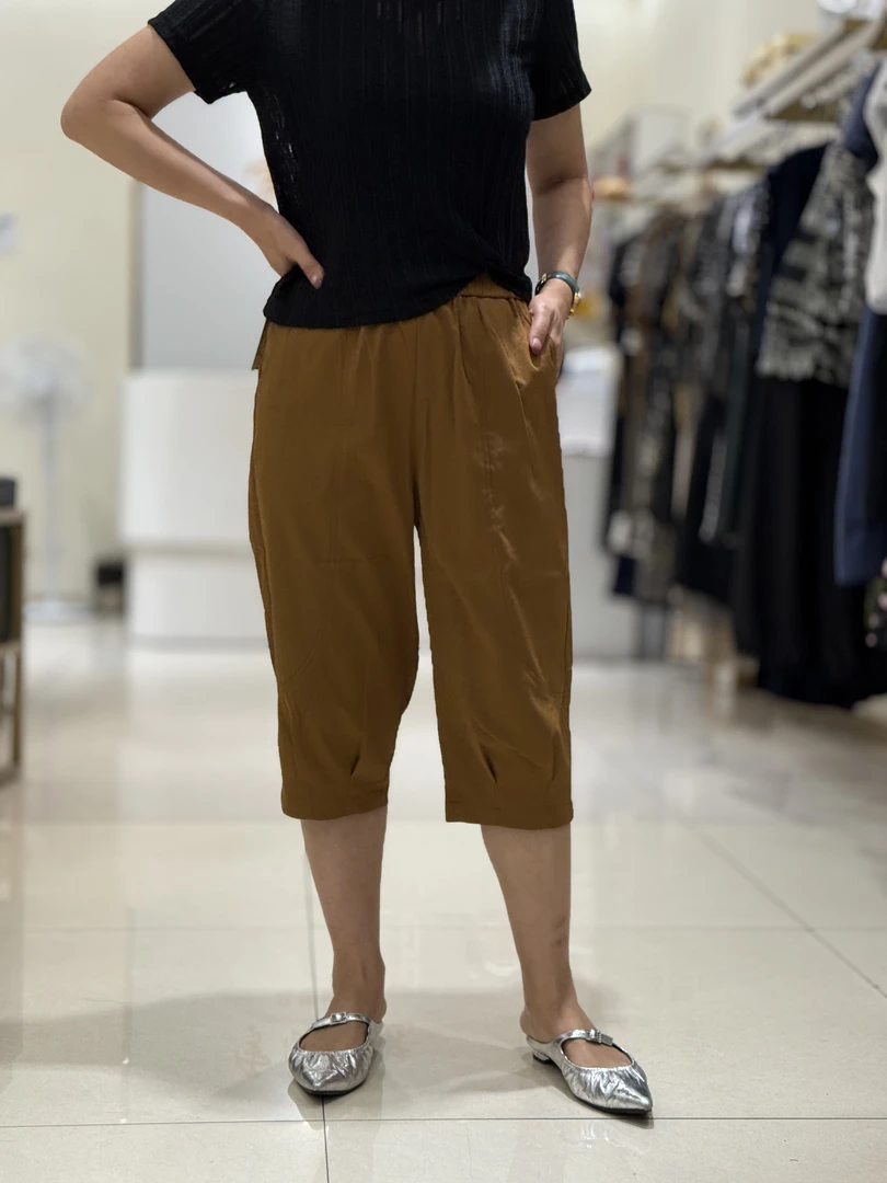 夏季女士冰棉哈伦七分裤修身百搭弹力松紧腰高腰显瘦1032-1