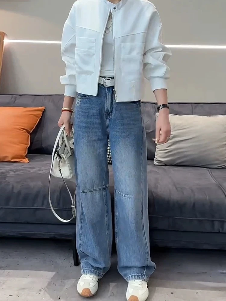 D-K0246裤子高街风牛仔裤女士薄款百搭时尚套装阔腿