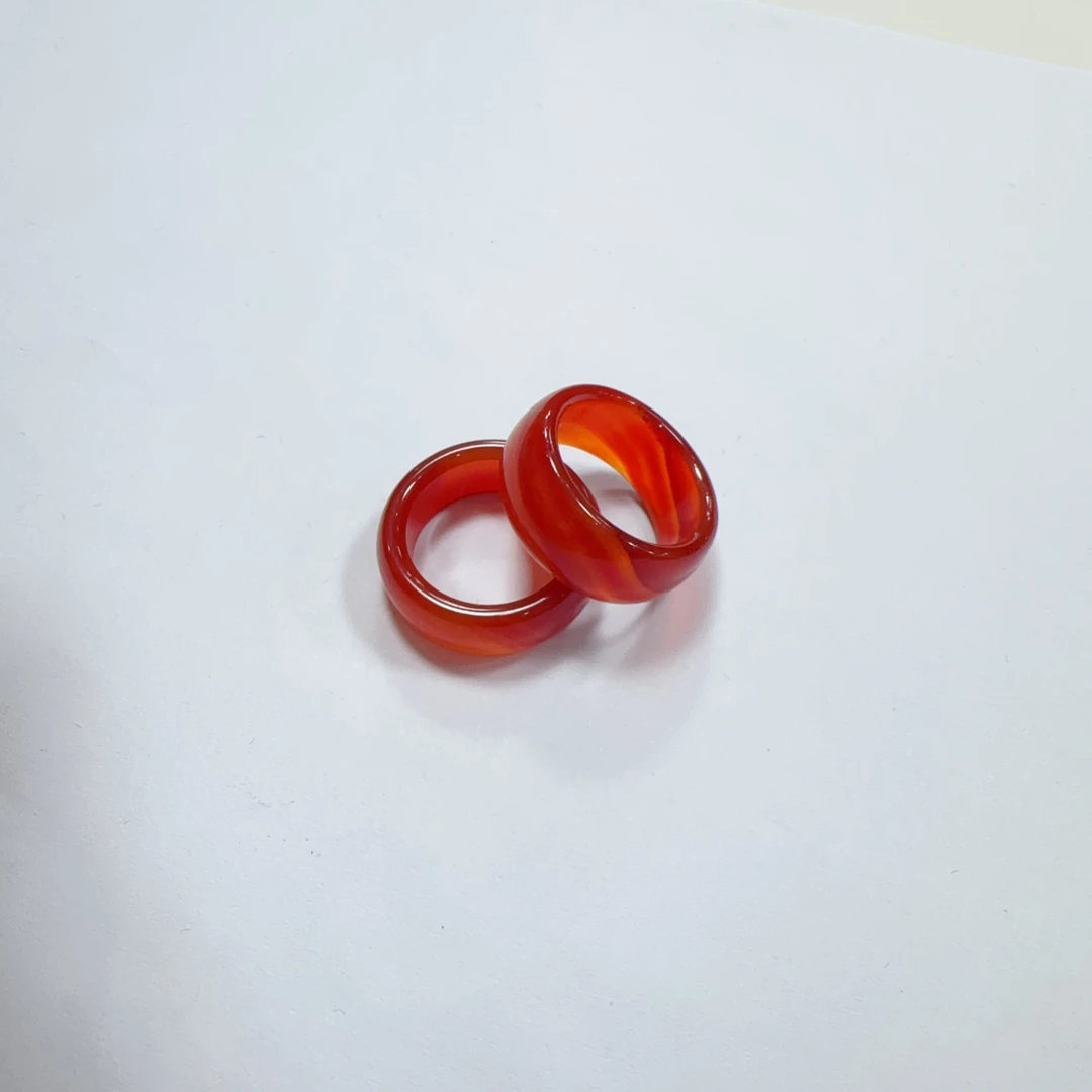 天然红玛瑙宽版戒圈多样性发其一Ls圈口随机带天然纹理结构