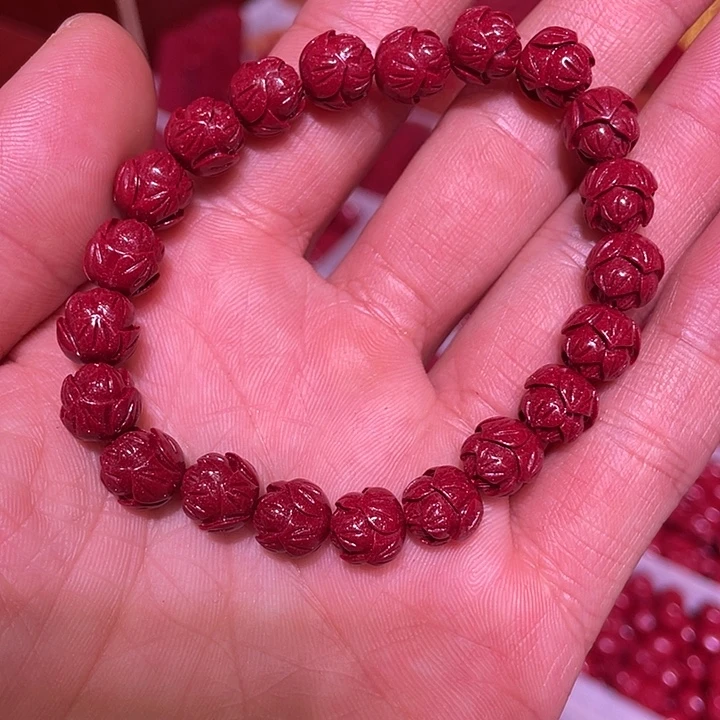 天然辰砂紫金砂莲花手链