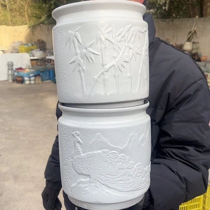 红陶凤凰竹子两个口径20*20