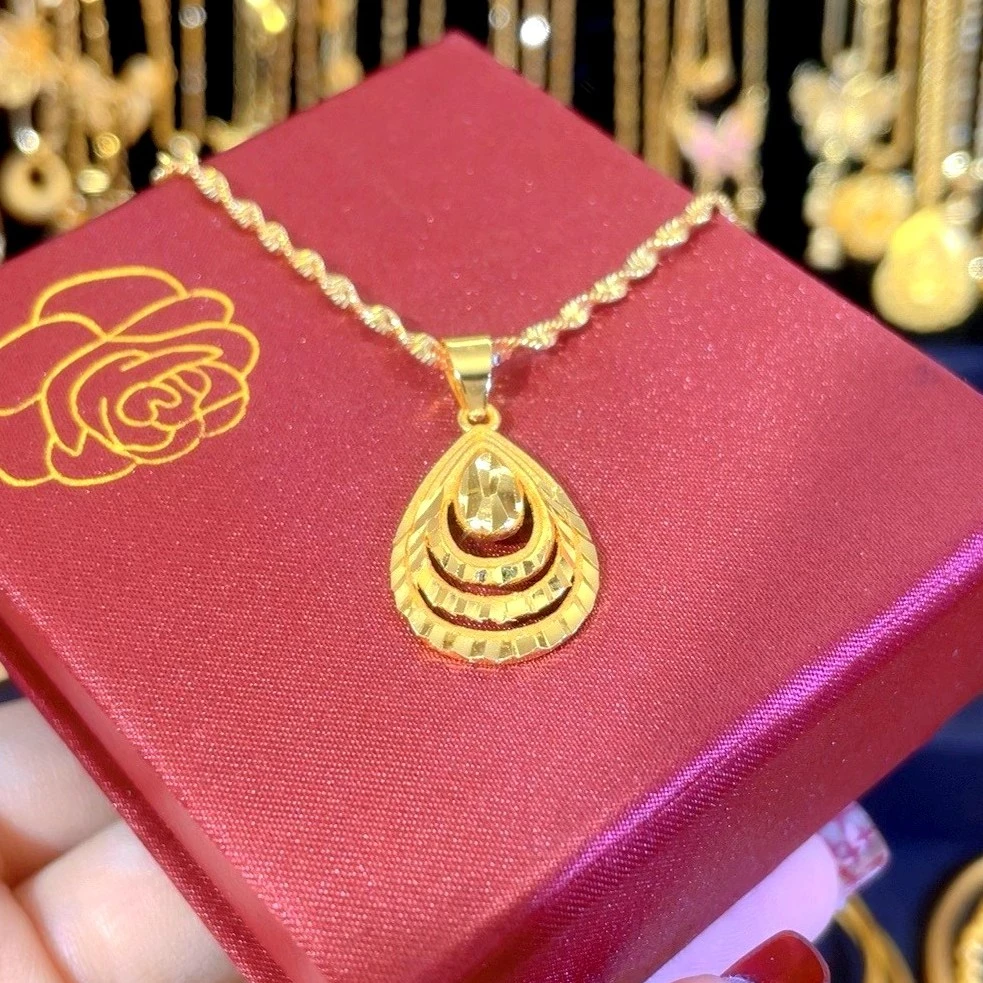 铜合金项链 秋冬搭配镂空水滴项链精致温柔百搭经典大方