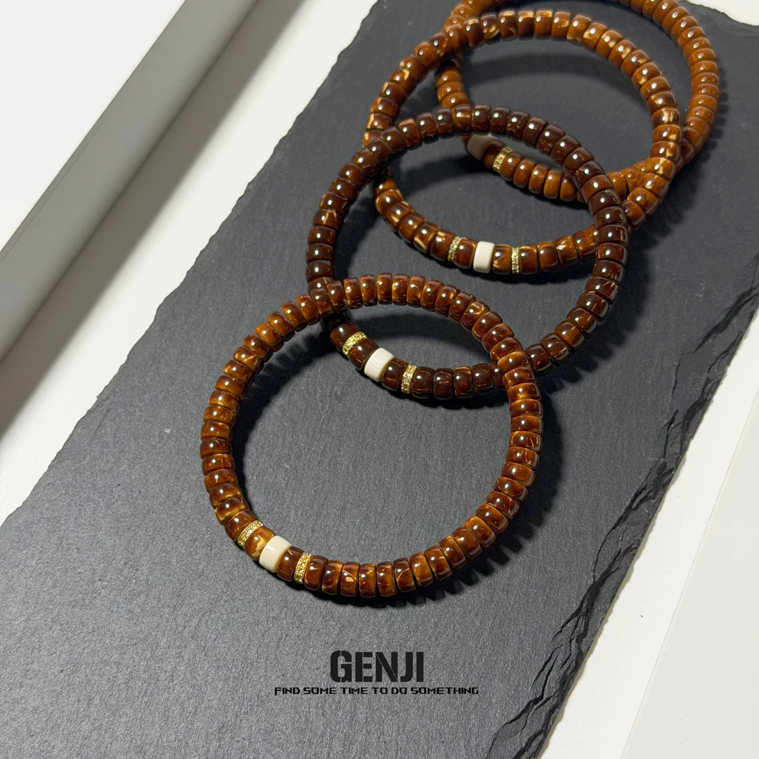 【全实心】紫金鼠药片手串4*7单圈男女百搭简约盘玩小众文玩精工