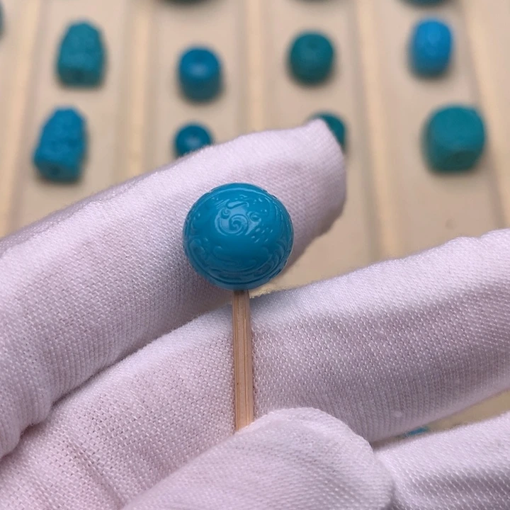 未镶嵌绿松石绿松石龙凤球11.9