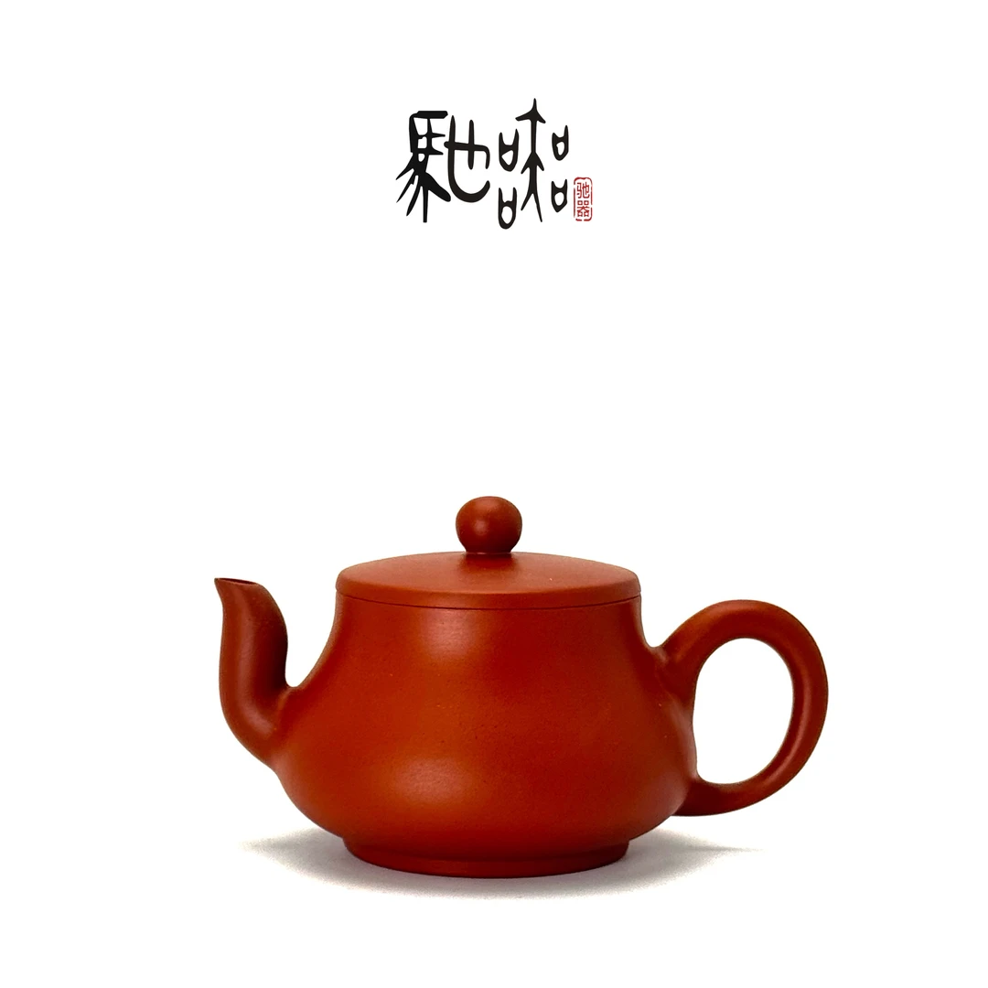 【驰器】120cc君德壶原矿朱泥半手工内外修胚潮州手拉壶朱泥壶茶壶