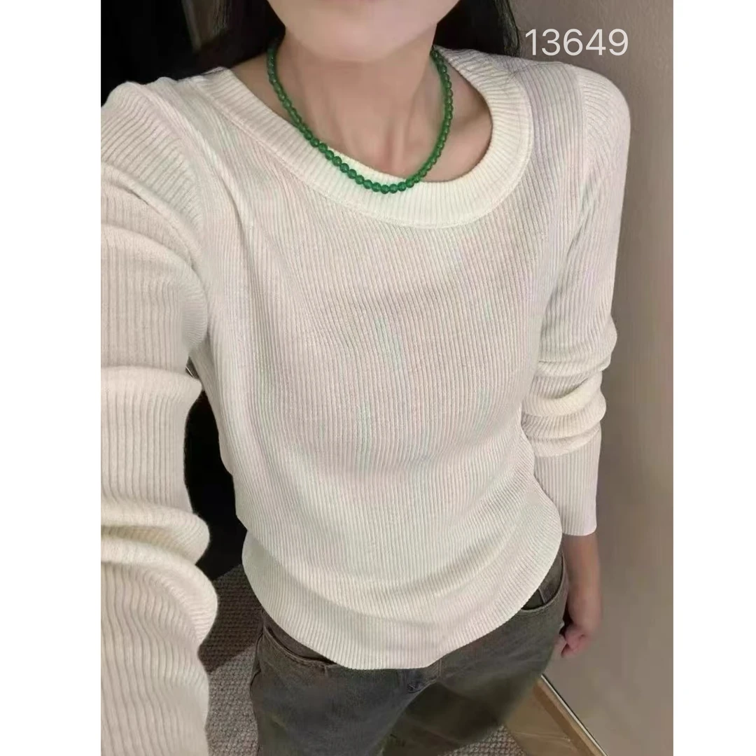 13649（部分无水洗唛，介意慎拍）WANGDAN领口不规则净版针织长袖