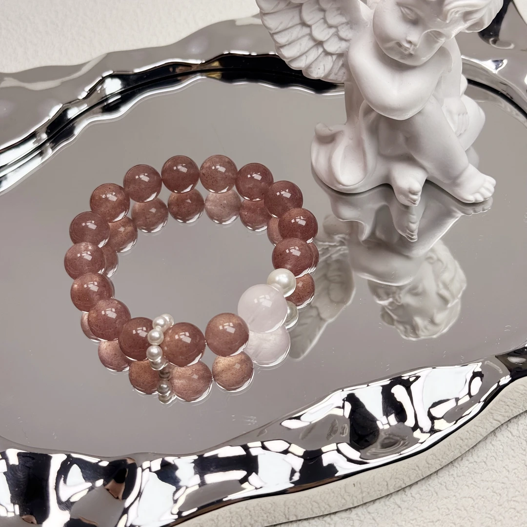 【白富美】草莓晶搭配粉水晶设计款单圈手串11mm+多样性发其一Y103