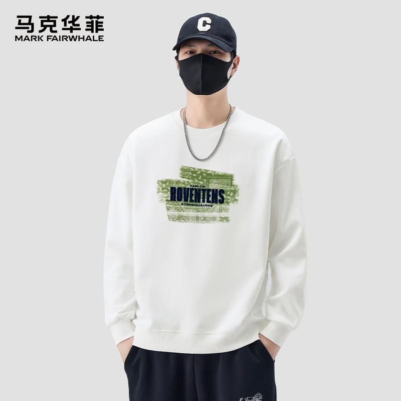 MARK FAIRWHALE/马克华菲潮牌圆领长袖卫衣男春秋款百搭大码上衣