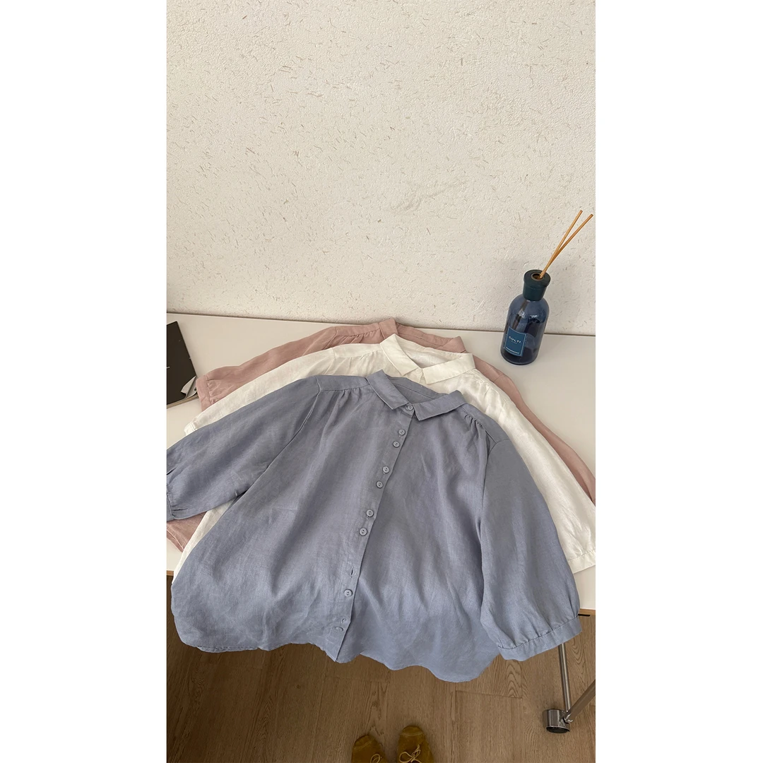 苏安家｜“盛夏亚麻”中袖小尖领 超透气凉快夏日刚需亚麻衬衫