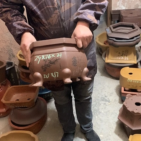 紫砂花盆手工制作