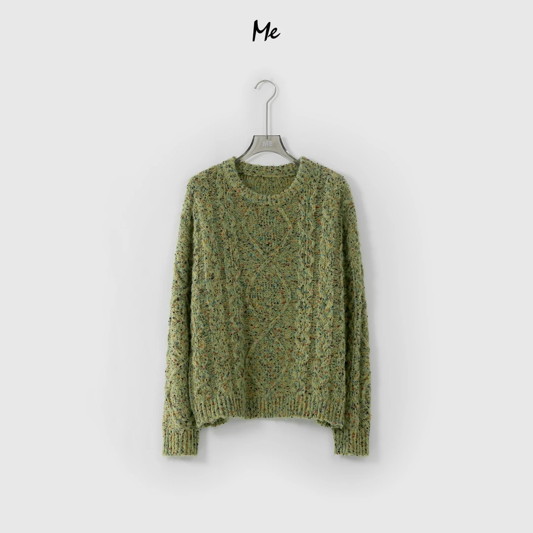 ME【彩点绿毛衣】绵羊毛混纺460G花纱亲肤保暖百搭针织毛衣MEQA5450