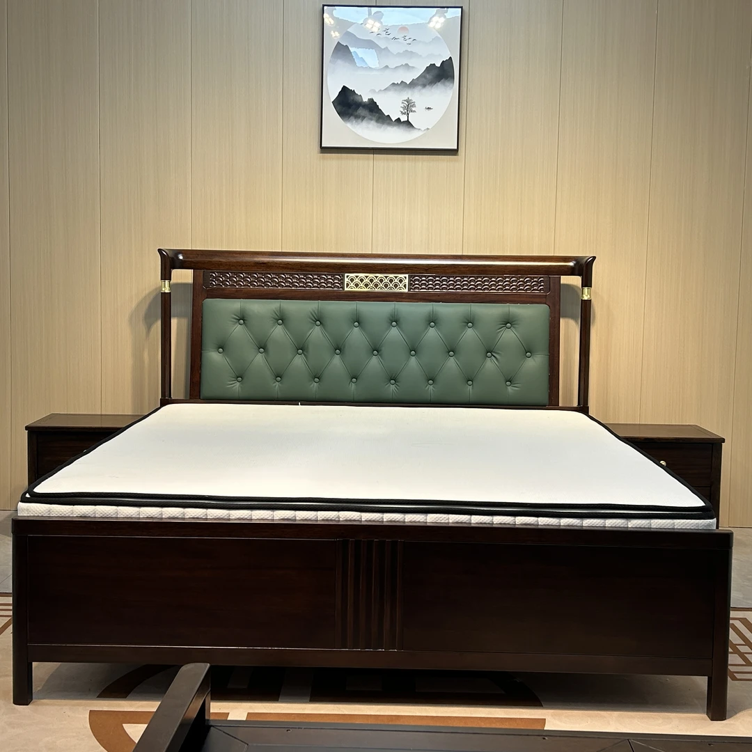 【拉扣软包富贵床】新中式进口乌金木实木双人床主卧大床家用婚床