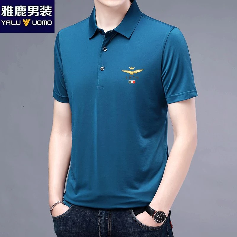 【大美专属】雅鹿男装夏季男士短袖t恤翻领纯色凉爽polo衫上衣男