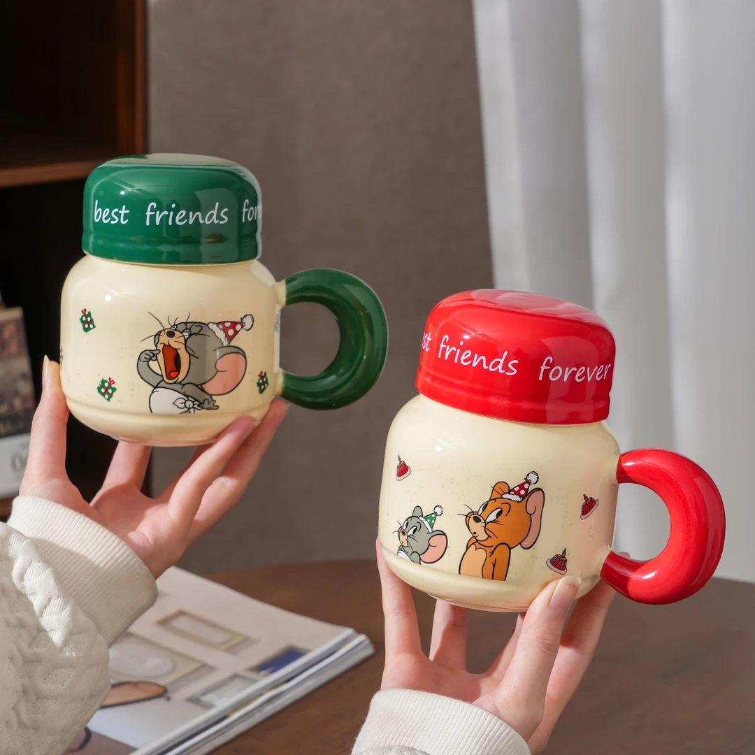猫和老鼠正版授权陶瓷杯 联名可爱高颜值带盖情侣马克杯生日礼物