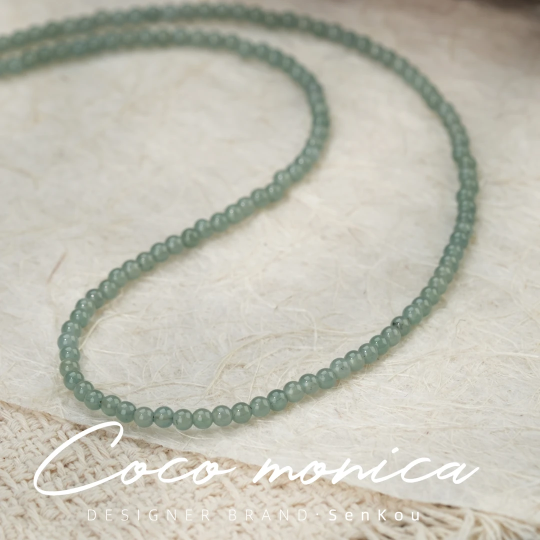 【小霞珠宝】翡翠项链2mm-3mm气质时尚百搭绿色轻奢小米珠 AE653