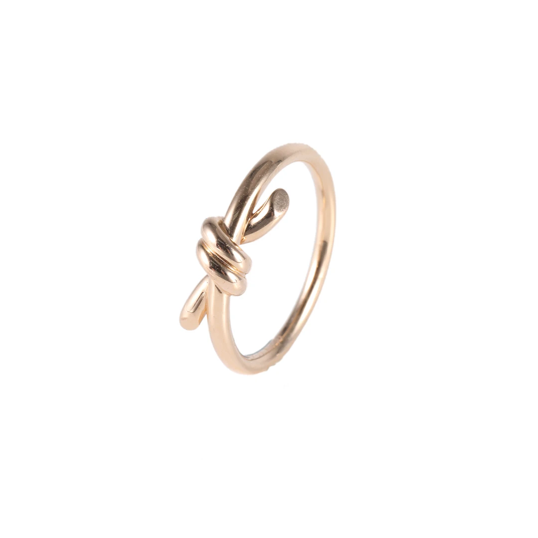 99新 Tiffany & Co./蒂芙尼 小花柳 玫瑰金 Knot 双打结式戒指 51