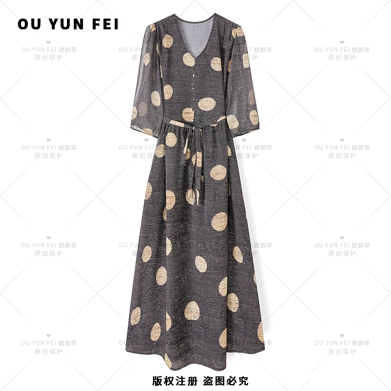高级感连衣裙女新款气质显瘦穿搭时尚洋气印花长裙JY1059