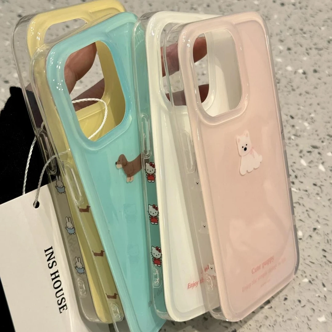 可爱小狗奶油IMD手机壳适用于苹果16pro/华为荣耀小米oppo/vivo