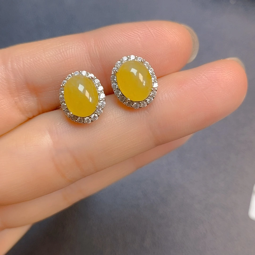 翡翠银S925镶嵌耳饰