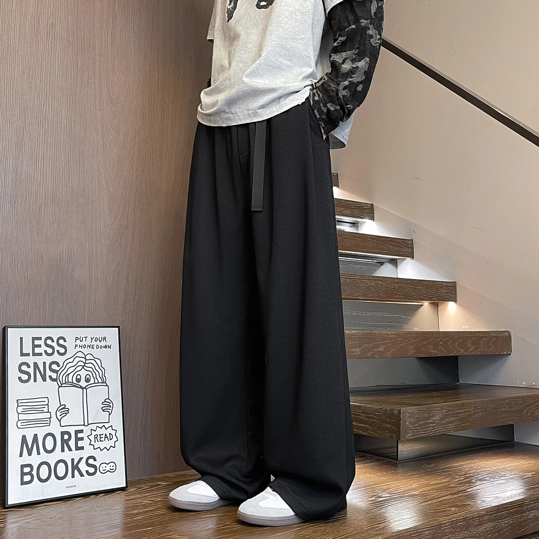 隐匿者美式重磅弯刀休闲长裤子男款秋季垂感拖地裤宽松直筒阔腿裤