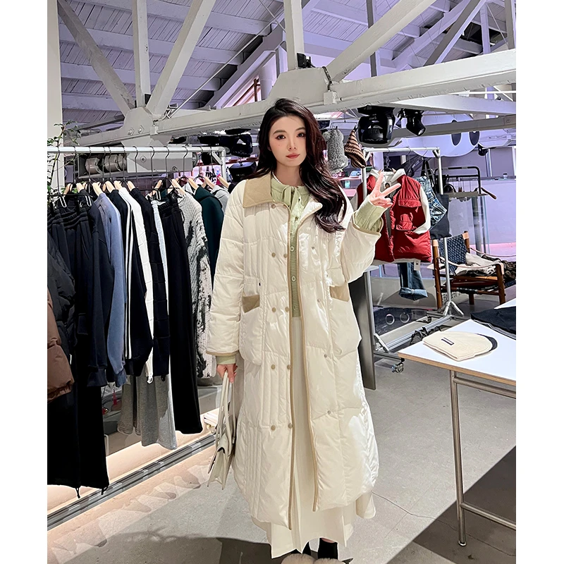 QC李潇洒【北岛信物】微胖大码女冬季时尚保暖休闲拼接长款羽绒服