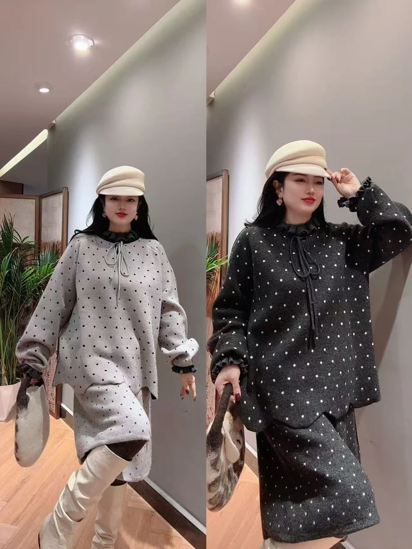 Chouduoduo 造物者 秋冬含羊毛松紧带调节设计师波点毛衣