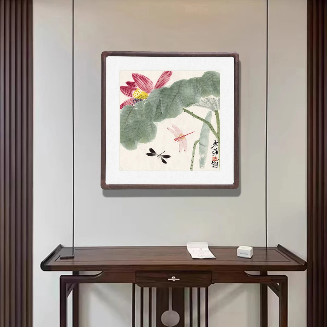 国画花卉草虫图斗方字画新中式客厅背景墙装饰画餐厅卧室玄关壁画