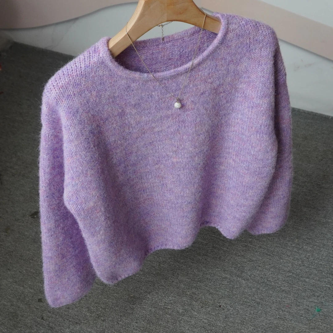 秋冬加厚短款时尚休闲宽松百搭套头圆领毛衣女