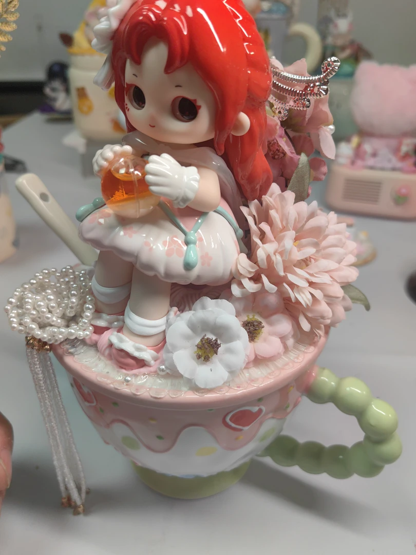 [重工水杯]正版可爱娃娃设计师纯手工奶油胶DIY陶瓷水杯桌面摆件