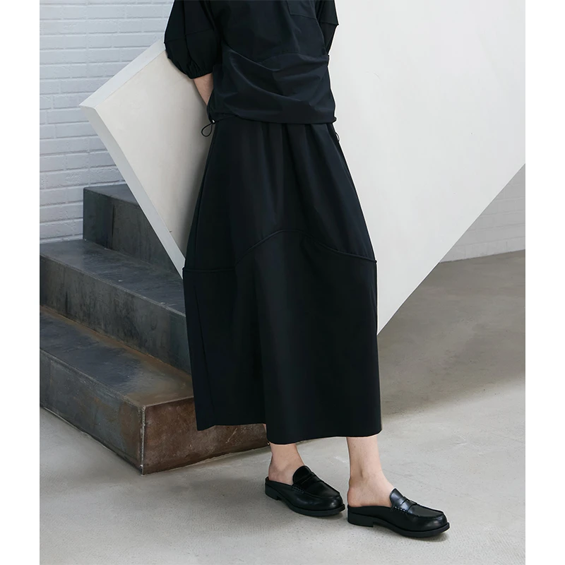 MeeLeeMeeLab 原创绅士优雅松紧腰立体结构设计花苞半裙 极简甜酷