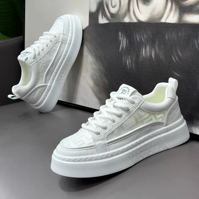 男鞋2025新款夏季网面透气百搭运动增高小白潮鞋男款板鞋厚底休闲