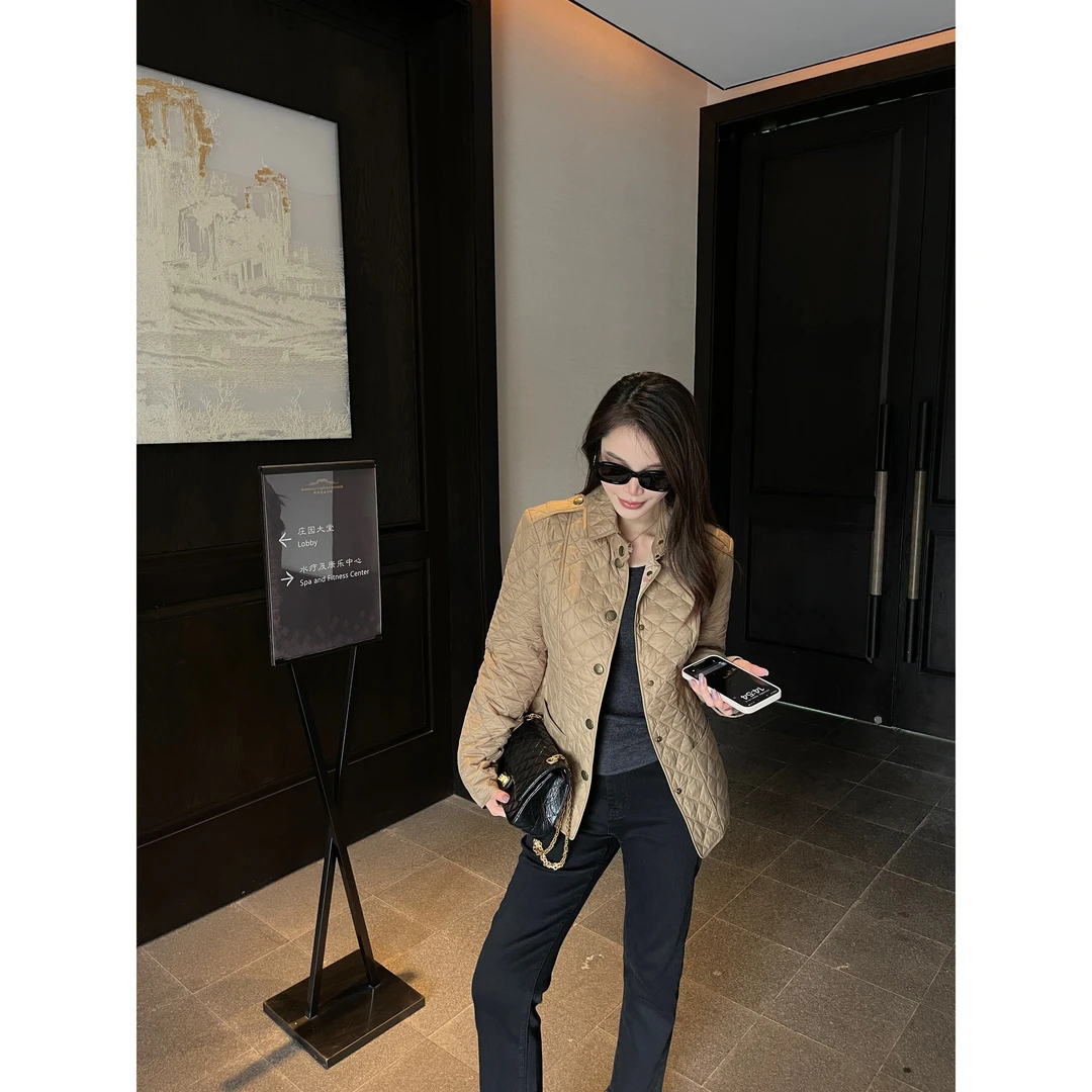 “拉奈海岛”进口面料经典款菱形格棉外套DB538