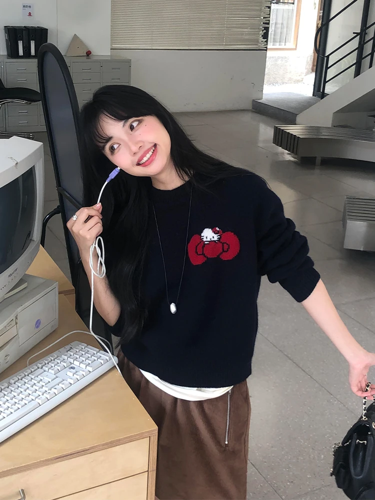 韩系慵懒风小众浣熊绒套头毛衣女秋冬新款外穿高级感针织衫上衣潮