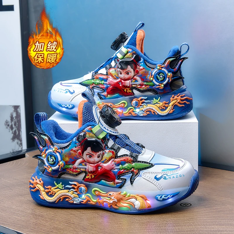 哪吒归来官方正品加绒女童冬季加厚冬季儿童防水虎头鞋儿童男童鞋