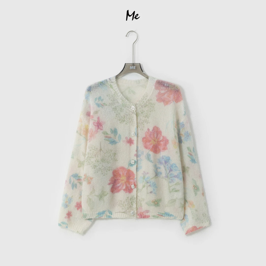 ME【奇幻花园】绵羊毛马海毛混纺超柔色织提花时尚百搭毛衣MESA1113