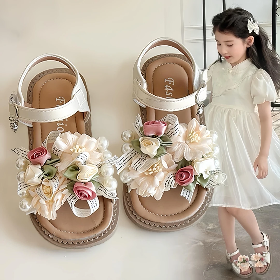 ABC女童凉鞋2025夏季新款仙女风儿童公主鞋小女孩洋气软底沙滩鞋
