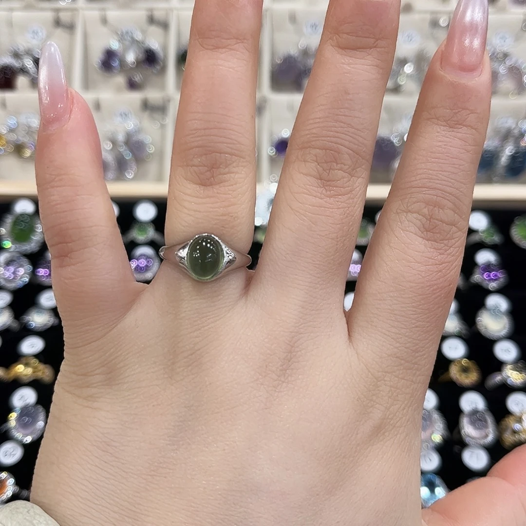 岫玉银S925镶嵌戒指