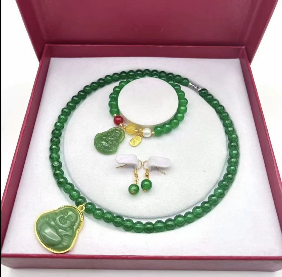 经典佛公耳环项链手链三件套装