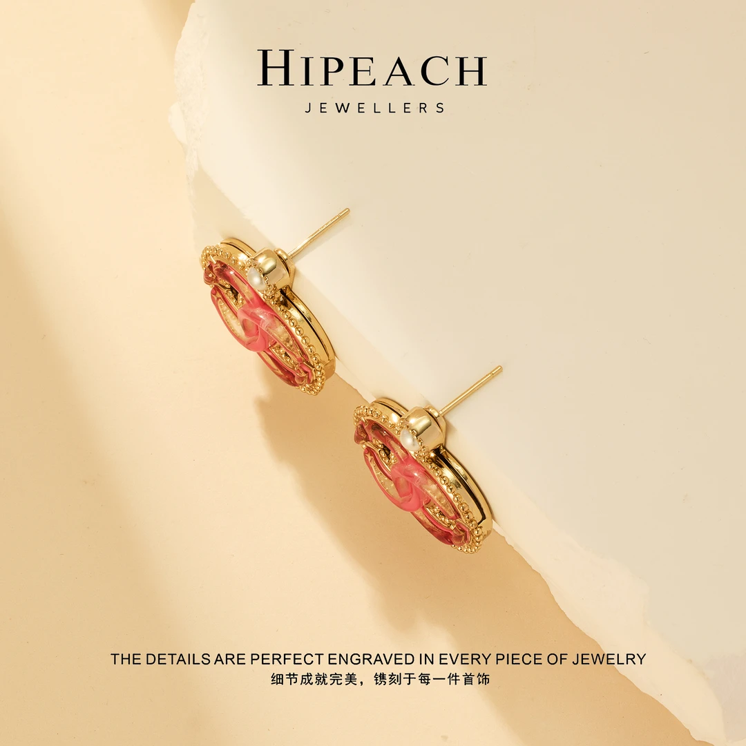 镀K金时尚果冻粉耳环HTYY0094