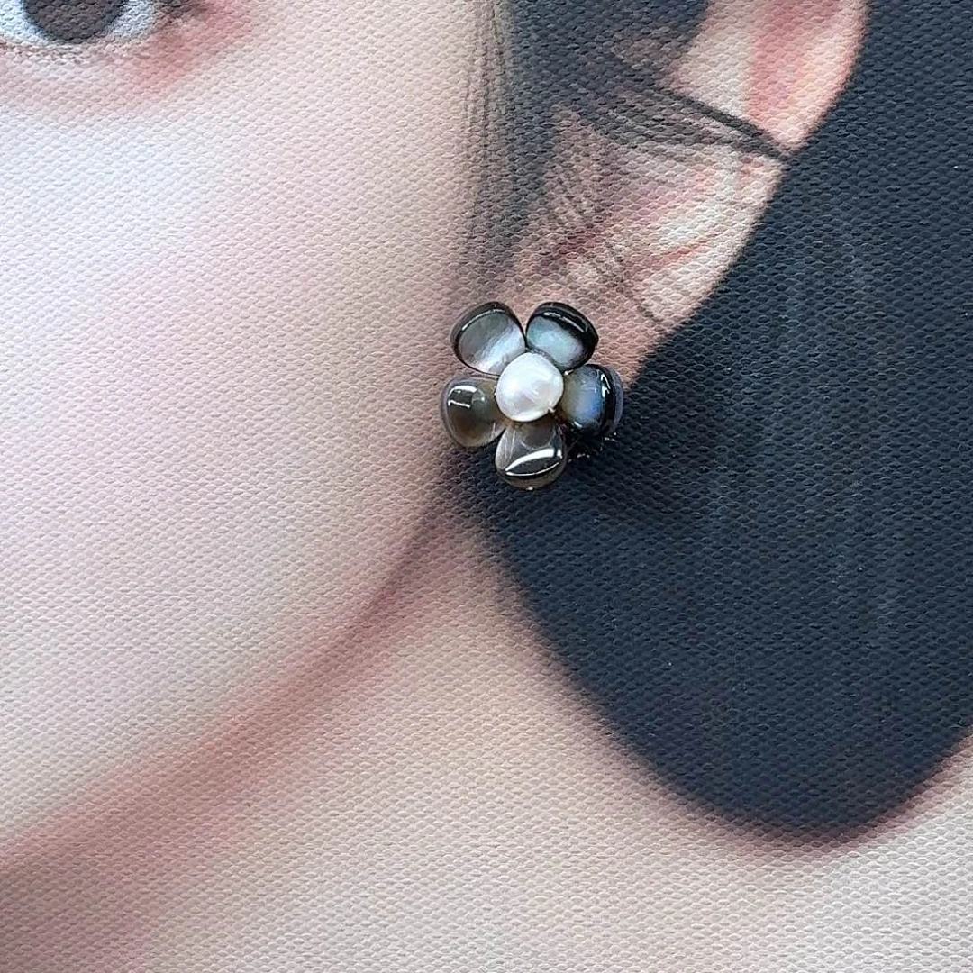 银S925镶嵌淡水珍珠耳饰