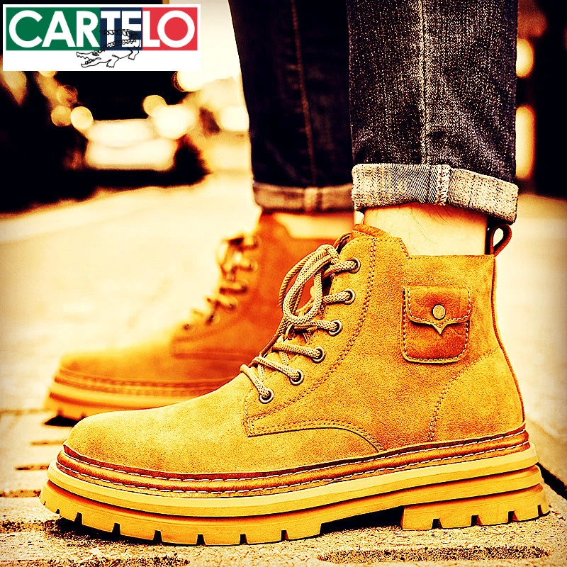 马丁靴男款2025新款冬季款耐磨英伦风高帮雪地工装靴大黄靴子男款