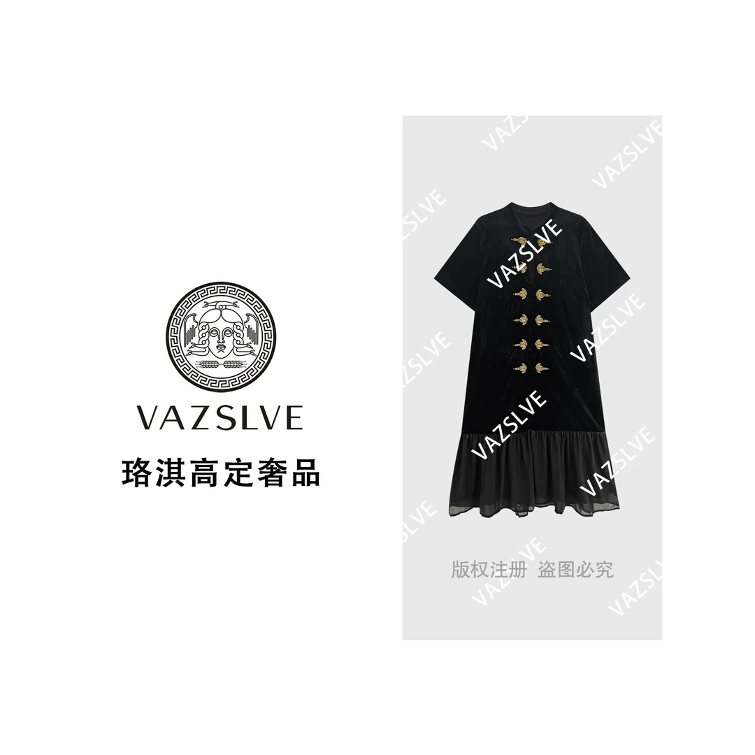 【VAZSLVE/珞淇高定】新款轻奢时尚休闲气质复古连衣裙Q7335