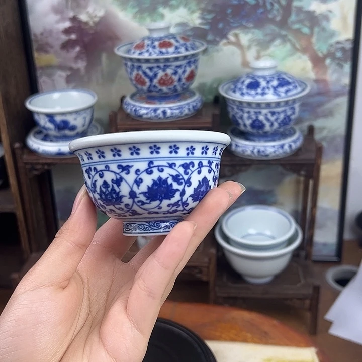 杯子陶缠枝莲小压手