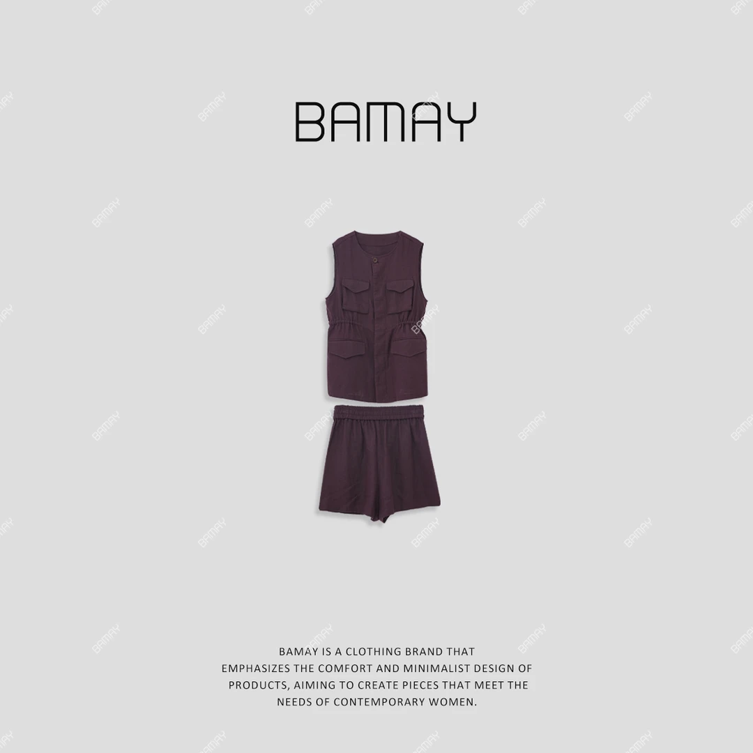 【BAMYA】韩系开叉透气宽松小个子休闲阔腿短裤BM2402DK0003Z