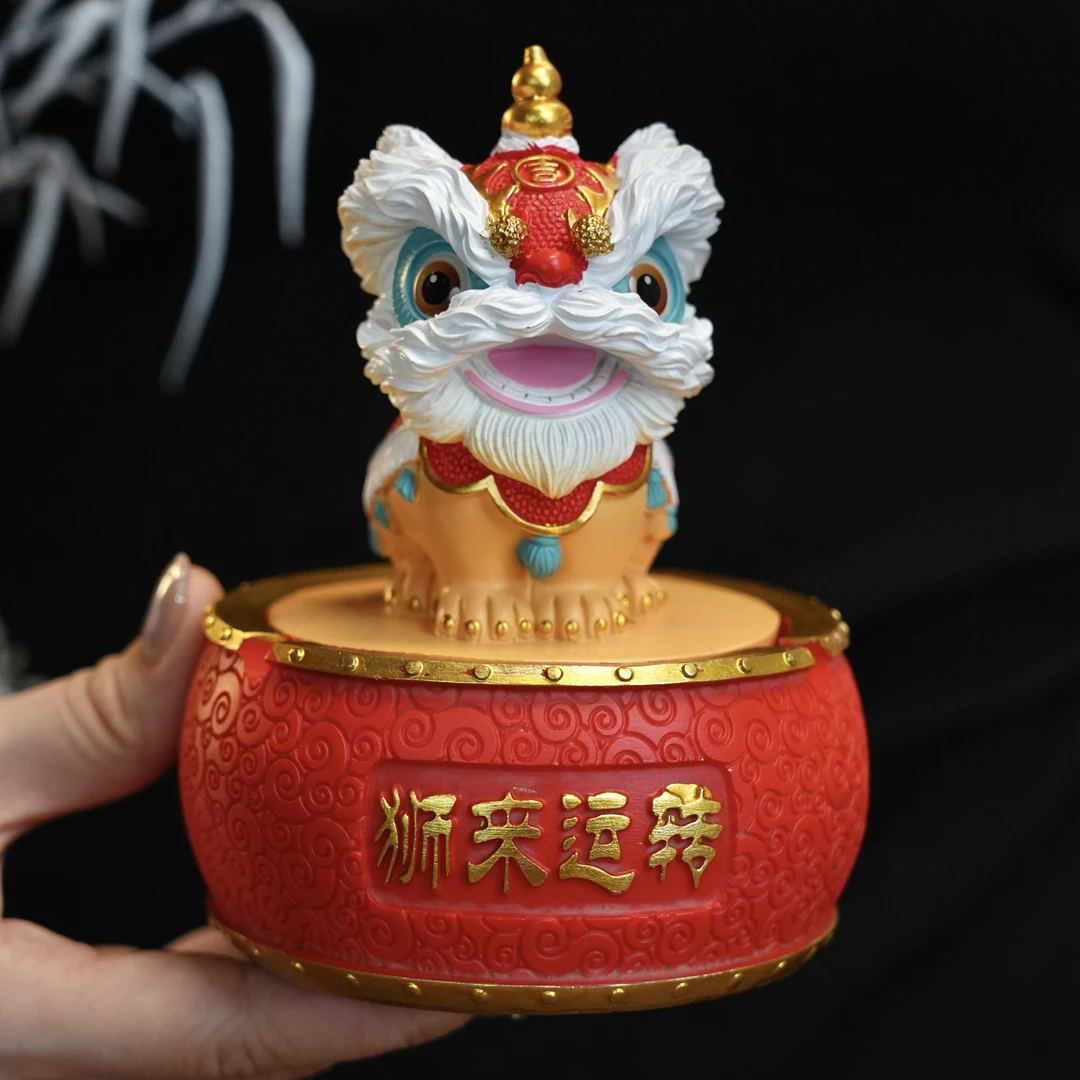 G023-国朝醒狮烟灰缸防烟灰防异味创意摆设新中式烟灰缸带盖子